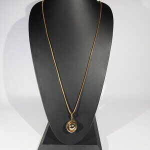 Vintage Liz Claiborne Gold Tone Necklace with Gold Tone Ball Pendant